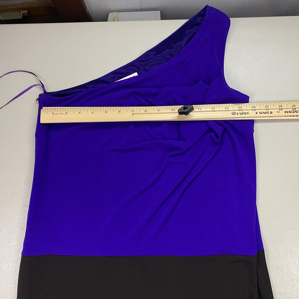 Trina Turk Dress Womens 6 Purple Black One Shoulder Cocktail Party Sheath Glam - Picture 7 of 13